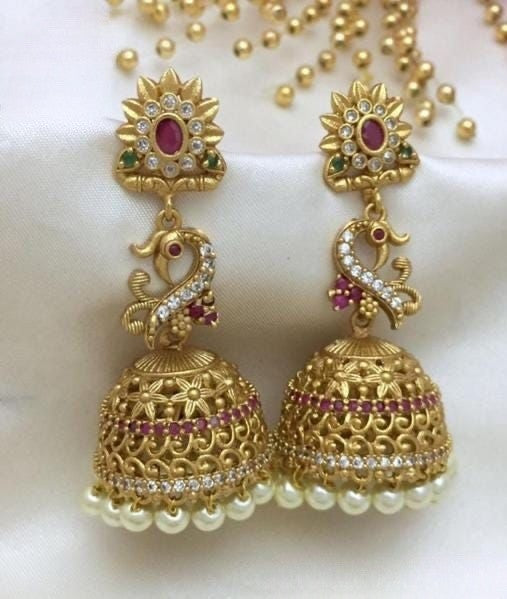 Beautiful Gold Plated Jhumka Earrings