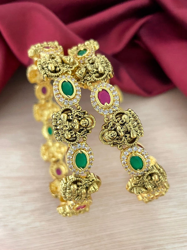 Traditional Multicolour Stone Laxmi Temple Bangle set 2 Pcs