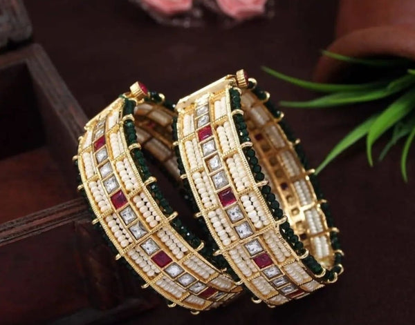 Moti and Stone Rajwadi Polish Bangles