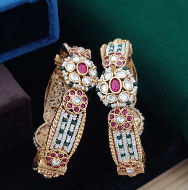 Aesthetic design Multi Colour Moti and Stone Rajwadi Polish Screw Kada