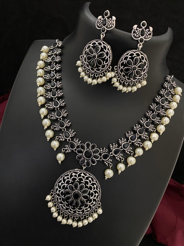 Elegant Simple Oxidised Necklace set