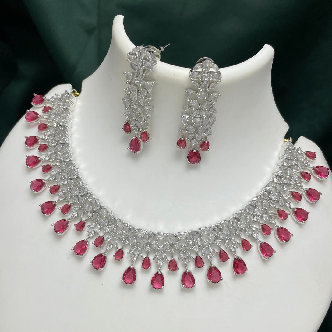 Trendy Rhodium Polish Necklace Set - Kanyaa