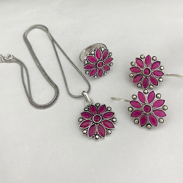 Exclusive Pink Flower Pendent Set - Kanyaa