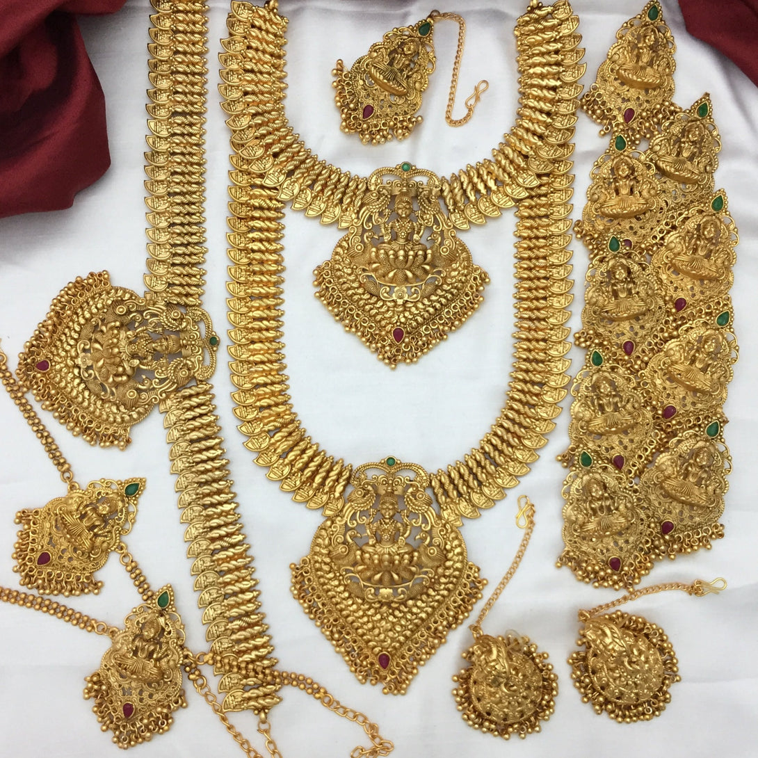 Bridal Gold Leaf Coin Lakshmi Design Combo Set - Kanyaa