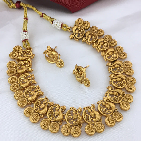 Traditional Peacock Lakshmi Coin Necklace - Kanyaa