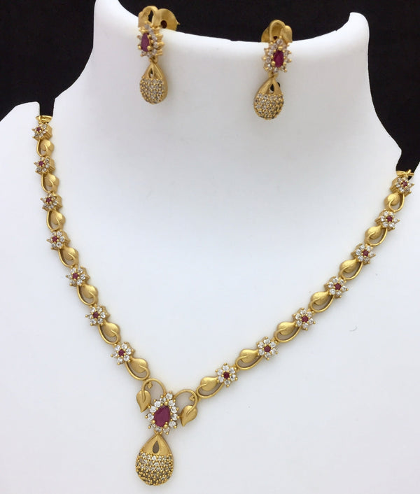 Gorgeous Leaf Elite Red Necklace Set - Kanyaa