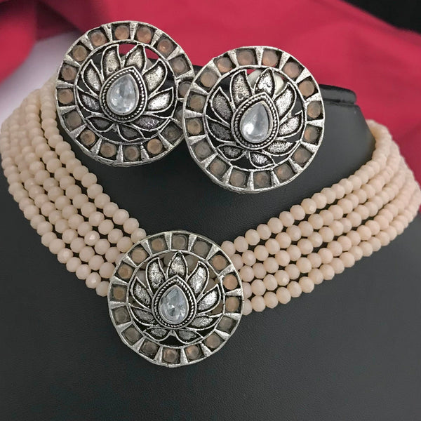 Fancy peach kundan stone choker - Kanyaa