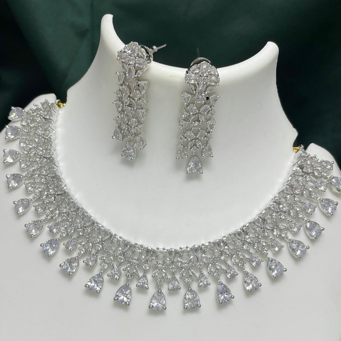 Unique Rhodium Polish Necklace Set - Kanyaa