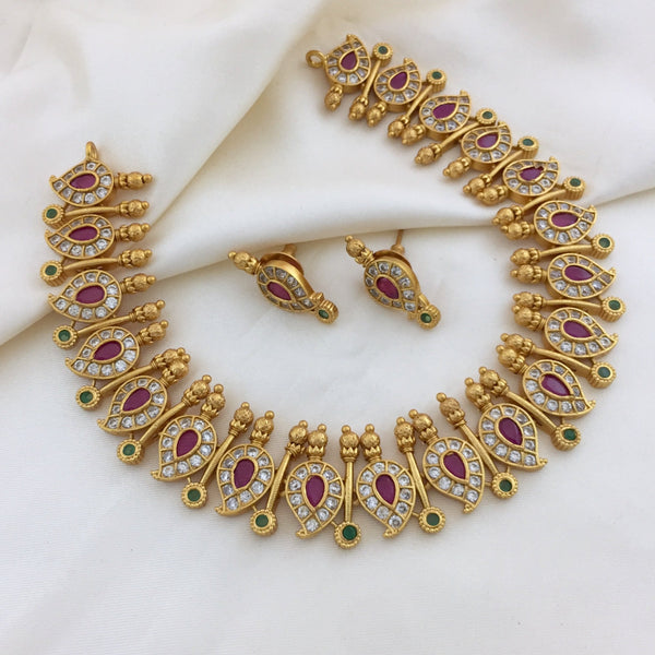 Traditional Mango Design Necklace set - Kanyaa