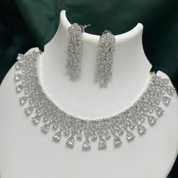 Unique Rhodium Polish Necklace Set - Kanyaa