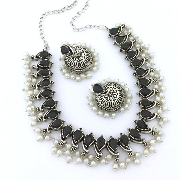 Gorgeous Black Oxidised Necklace Set - Kanyaa