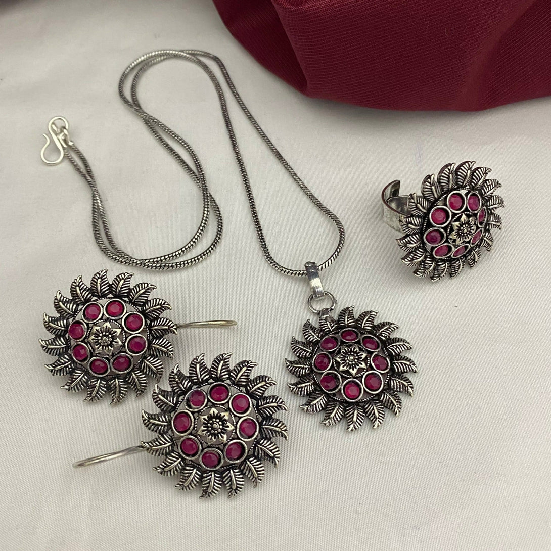 Oxidised Pendent set-37 - Kanyaa