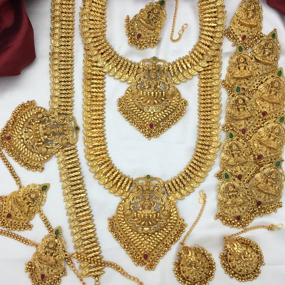 Bridal Gold Leaf Coin Lakshmi Design Combo Set - Kanyaa