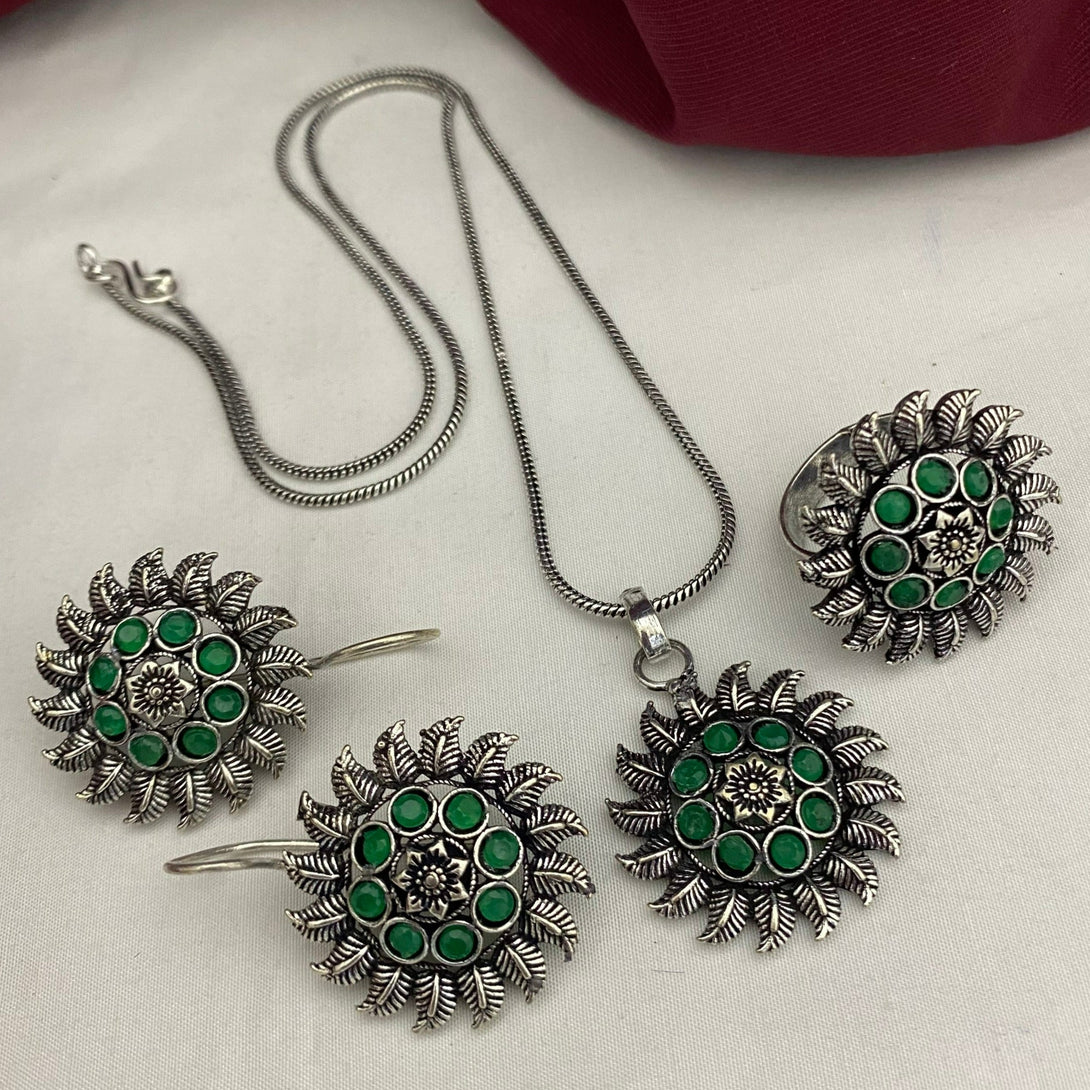 Oxidised Pendent set-33 - Kanyaa