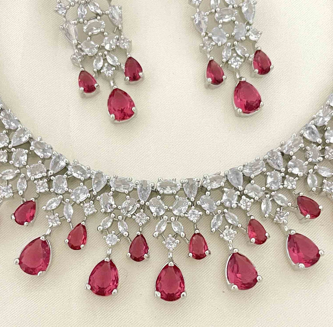 Trendy Rhodium Polish Necklace Set - Kanyaa