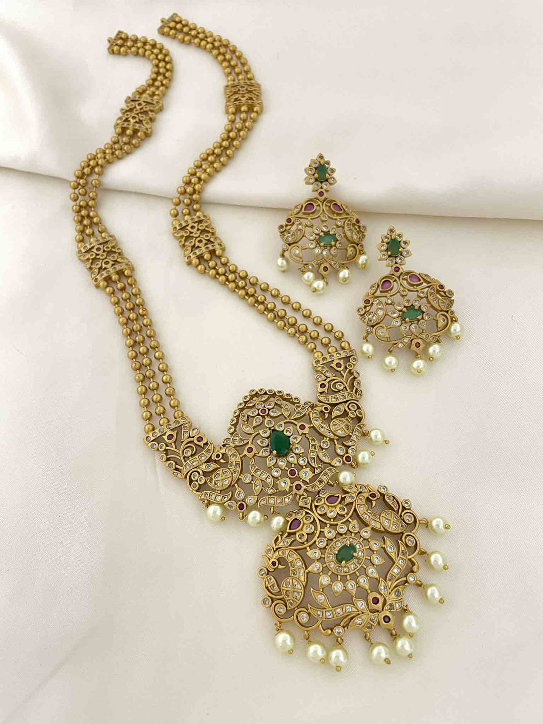 Three layers antique ball haram set - Kanyaa