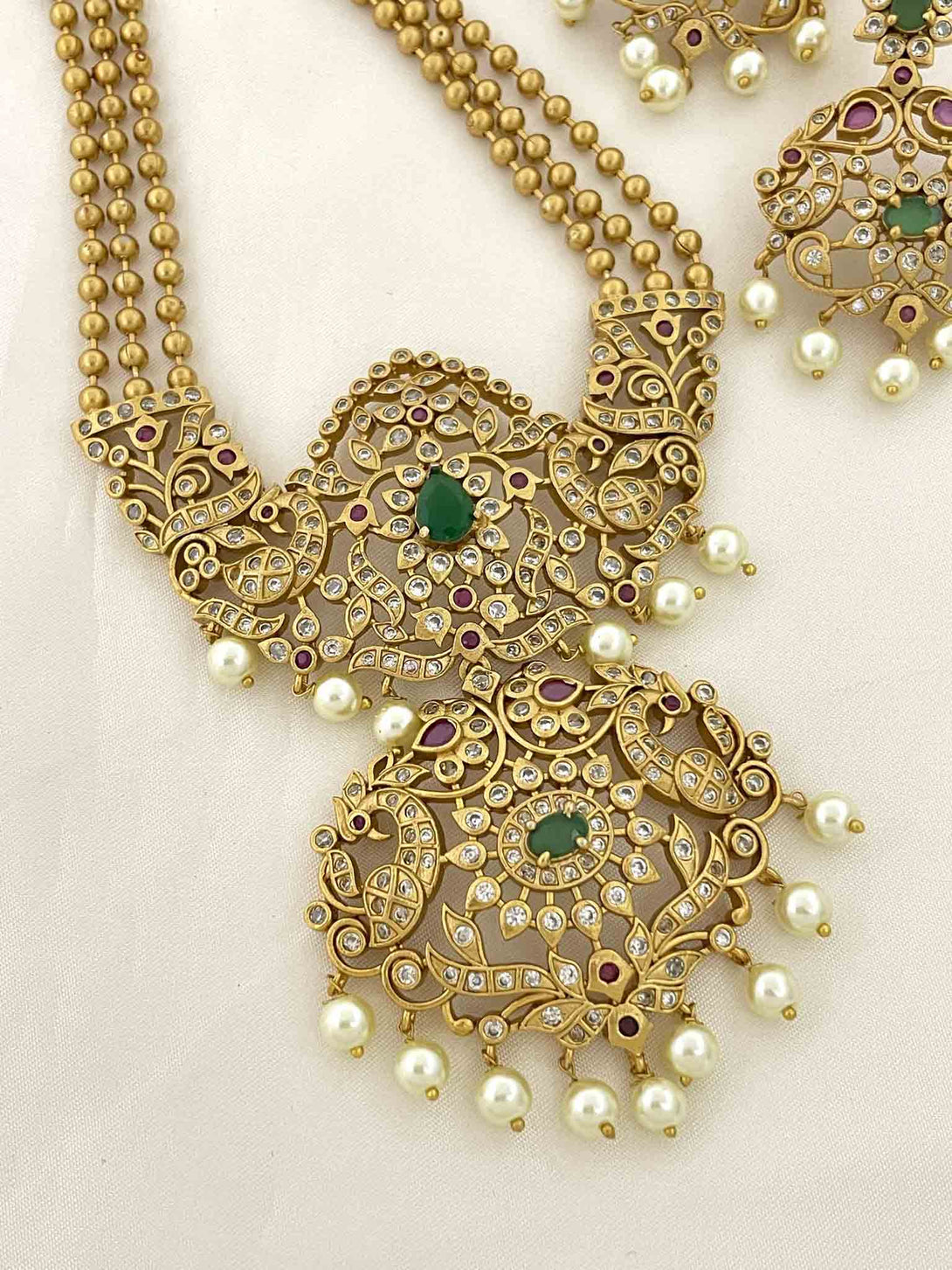 Three layers antique ball haram set - Kanyaa